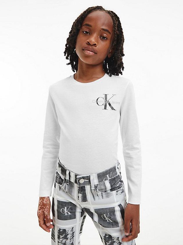 Calvin Klein USA Long Sleeve Knit Top Boys T-Shirt White 6470352-VQ